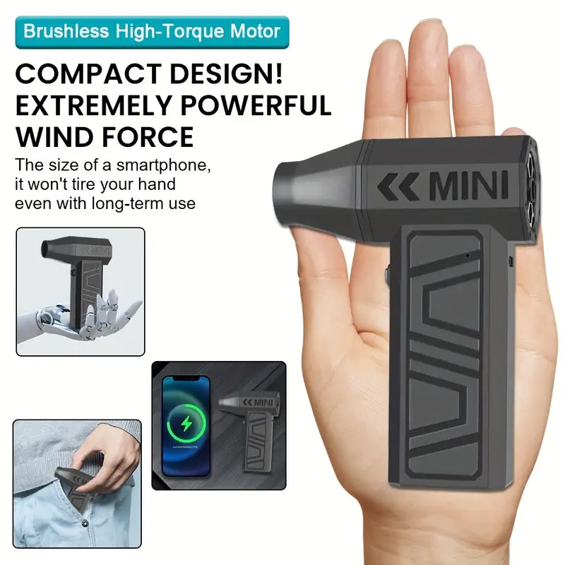 [130K RPM Electric Air Duster] USB-C Rechargeable 4-Speed Adjustable Electric Air Duster with 130,000 RPM Turbo Jet