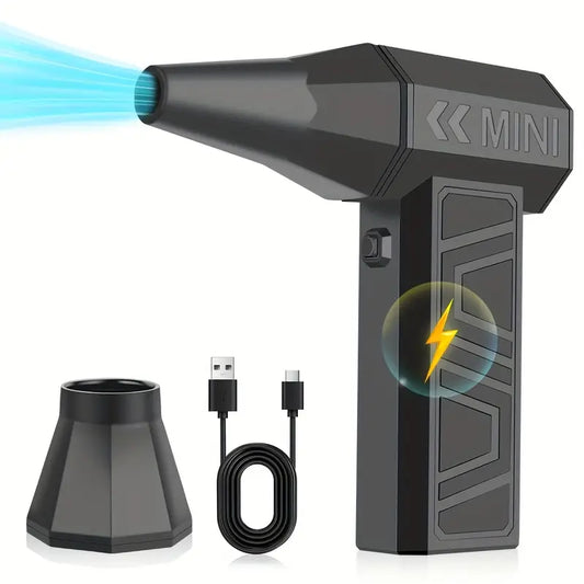 [130K RPM Electric Air Duster] USB-C Rechargeable 4-Speed Adjustable Electric Air Duster with 130,000 RPM Turbo Jet